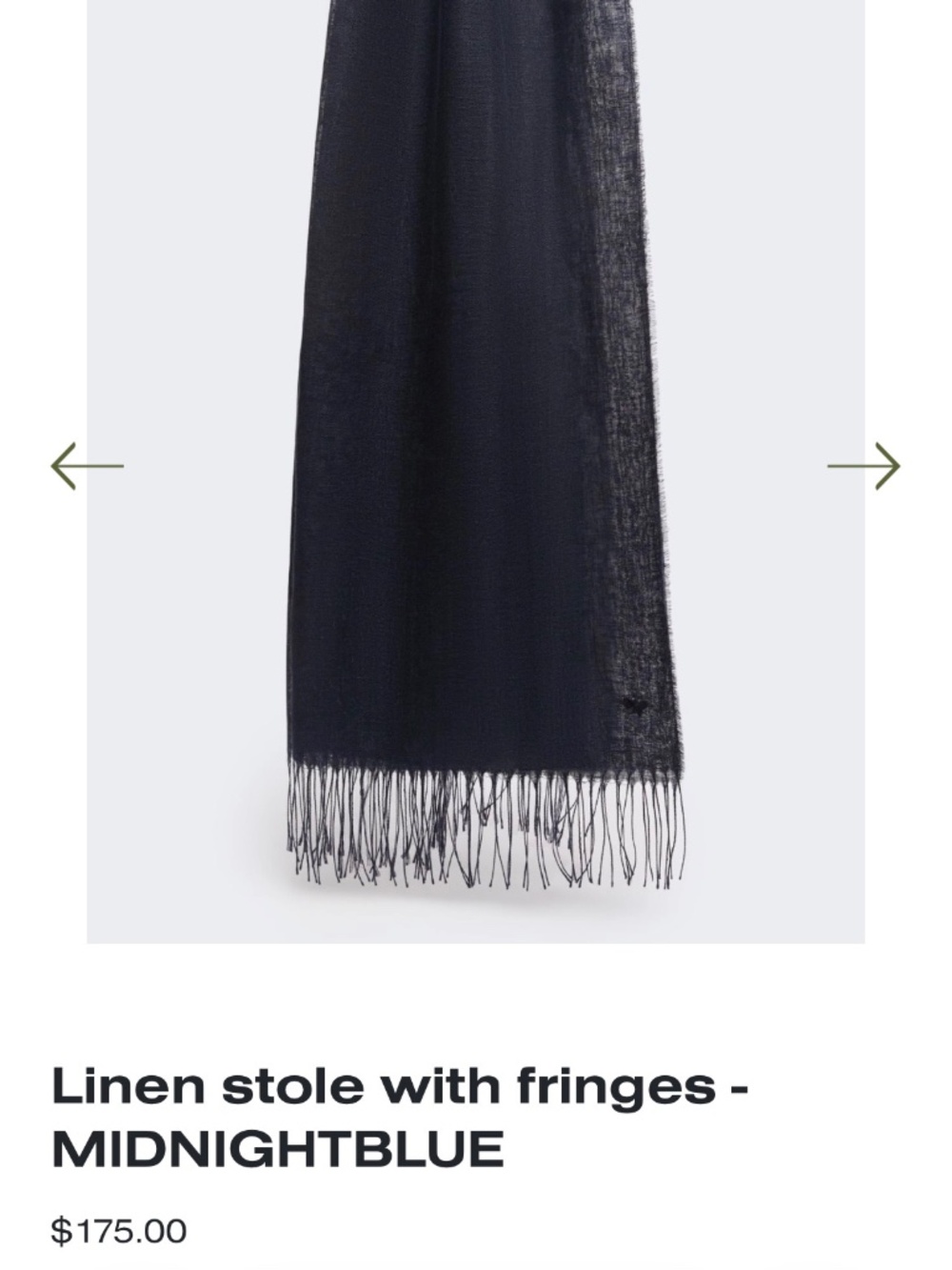 Max Mara - LINEN STOLE WITH FRINGES - MIDNIGHTBLUE